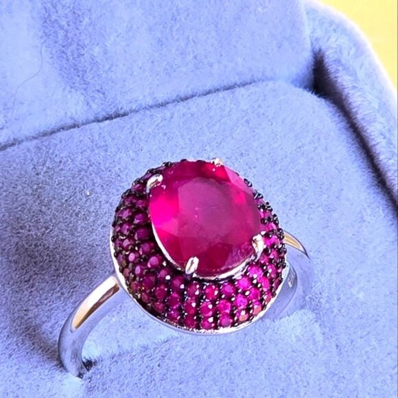 925 Sterling Silver Ring Sz 7.75 with Natural Ruby Gemstone - Picture 15 of 15
